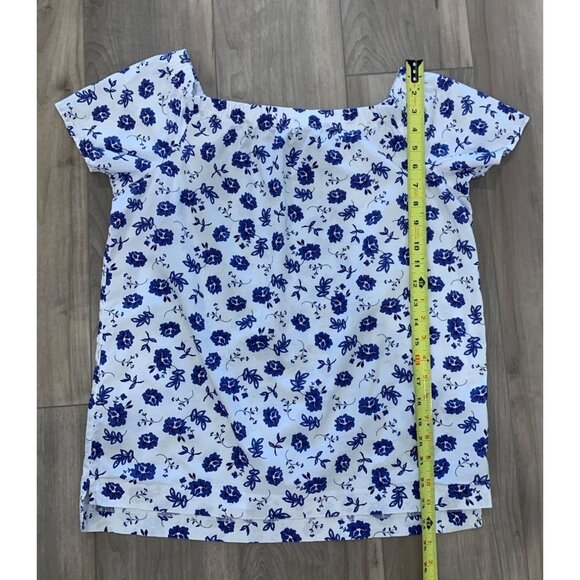 Banana Republic Factory Blue and White Floral Off the Shoulder Top Size XS - Picture 9 of 12